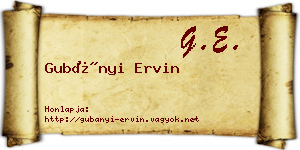 Gubányi Ervin névjegykártya