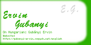 ervin gubanyi business card